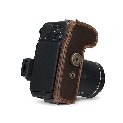 MegaGear MG921 Etui de Protection avec Bandouli  re en Cuir pour Appareil photo Nikon Coolpix B700 Marron fonc  