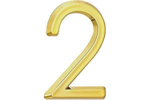 DURDIIY Hausnummer Hausnummernschild 2 in (5cm) Selbstklebende Haus-Nummer,ABS Hausnummer Digitaler Aufkleber mit Postfachnummer für Tür, Briefkasten, Außen, Anti-Friktion, Wetterfest (Golden) (2)