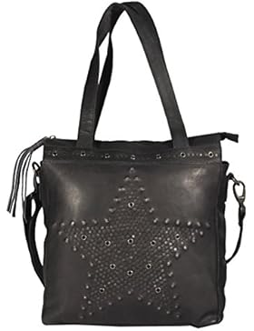 SantCona - Shopper Schultertasche Leder mit Stern Star Motiv aus Nieten Studed Vintage URBAN BAG Damen Handtaschen...