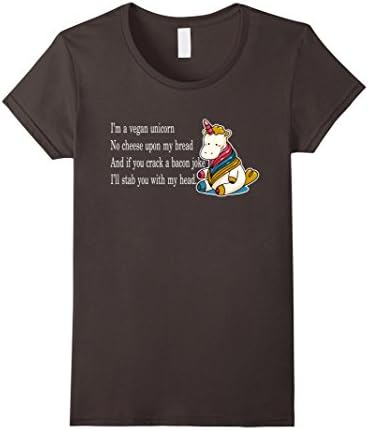 I'm A Vegan Unicorn No Cheese Upon My Head T-shirt Funny Female Medium Asphalt