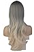 S-noilite® 28" Women's Natural Full Head Wigs Heat Resistant Glamour Ombre Mix Hair Wig Gray to Blonde