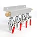 Produktbild MFL-Ventile, 4 Way Air Manifold 4 Way Co2 Air Gas Manifold Distributor für Home-Brew Draft Beer-1/4 Inlet/Outlet Fittings W/Check Ventile