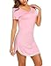 Produktbild MAXMODA Nachthemd Damen Nachtwäsche Baumwolle Sleepshirt Kurzarm Sexy Schlafshirt Nachtkleid S-XXL