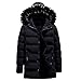 Produktbild Amphia - Mode Herren Abnehmbare Hut einfarbig Reißverschluss langärmelige Baumwollmantel Daunenjacke - Männer Herbst Winter Pure Farbe Pocket Hut Zipper Jacket Coat(Schwarz,M)