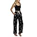 Produktbild Damen Mitte-Taille beiläufige Blumendruck Boho Yoga Hosen Pluderhosen Jogger Hosen-Damen Haremshose Hippie Hose-Damen Hose- Print Hosen-hip up Sporthosen, Gym Pants(Schwarz,XL)