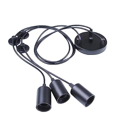 Topdécoré Éclairage Suspendu Edison 2Mètres Réglable Plafonnier Araignée Lumière Métal Fil Cage Pendentif Éclairage Lustre Moderne Industriel Lumière Lumineuse (Ampoule NON INCLUS) (3 Bras)