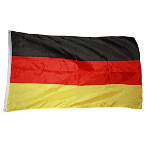 Deutschland Fahne 90 x 150 cm EM Flagge aus Stoff mit doppelt umnäht mit 2 Messing-Ösen zum hissen am Fahnenmast, Wind- und Wetterfest, Fanartikel Europameisterschaft 2016