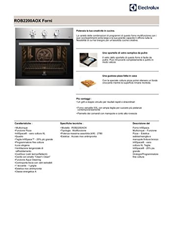Grandi elettrodomestici ELECTROLUX INC ROB2200AOX FORNO CL.A 5F INOX 68LT  urban-earth.co.uk
