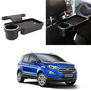 Oshotto Foldable Car Auto Headrest Rear Back Seat Table Drink Food Cup Tray Holder Compatible with Ford Eco Sport - Black