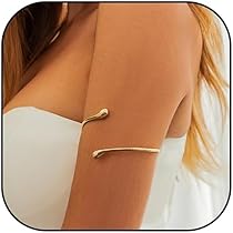 Fufupaw 3er Set Oberarmreifen Gold - Spiral & Vier-Linien Design