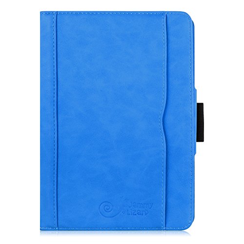iPad Mini Hülle – JAMMYLIZARD Ledertasche Smart Cover mit Standfunktion für iPad Mini 4. 3. 2. & 1. Generation, BLAU & HONIG, [MIT STIFT-HALTER] - 4