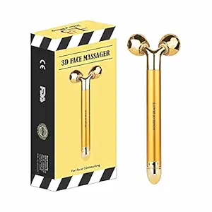 House of Beauty 3D Face Massager Beauty Bar, Y-shaped Roller - Combination Sculptor and Vibrating 24K Face Massager, Electric Micro Vibrations Massage for Face-lift, Body Neck, Arms, Jawline (Golden)