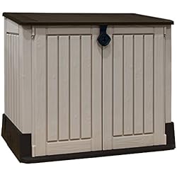 Keter Store-It Out Midi - Hangar de rangement de jardin en plastique pour l'extérieur, beige et brun, 130 x 74 x 21 cm