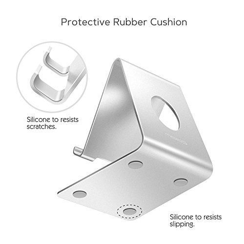 MoKo Handy Ständer – Universal Aluminium Samrtphone Desktop Halterung für Apple iPhone 7 Plus, Samsung Galaxy S7 Edge / A3 / A5 / J3, Huawei P9, Lumia 650, Moto G 4., LG X power, HTC, Silber - 3