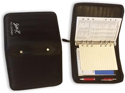 PU Leather Zipped Ring Binder Suitable for Mulberry Agenda Modified Size BLK 9986M-2023 Weekly Diary