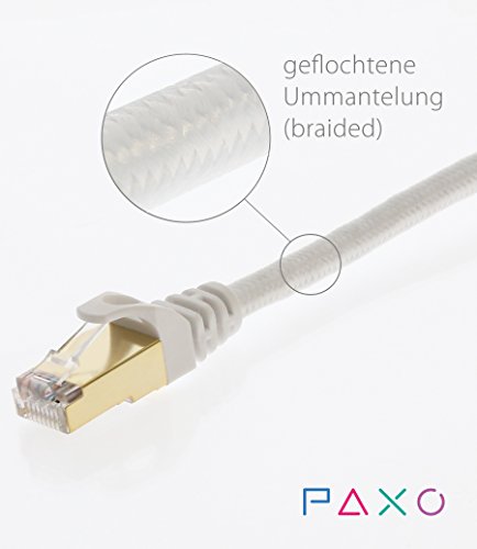 10m – CAT6 Ethernet Gigabit LAN Netzwerkkabel mit Nylon Stoffmantel | weiß | 10/100/1000Mbit/s | - 2