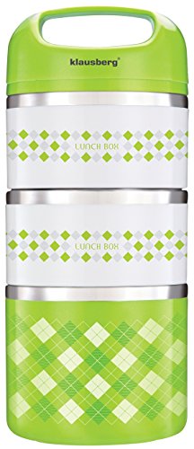 1,23 Liter mit 3 Kammern Lunch-Box Suppe Lebensmittel Essen Edelstahl Isolierte Haltebox Lunchbox Grün