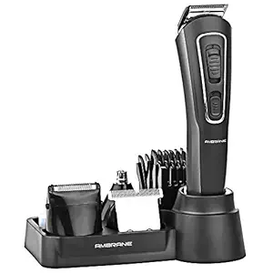 Ambrane Cord-Cordless Trimmer Kit for Men with 5 Adjustable Combs, 90 Mins Runtime, 7 Length Settings, Face, Hair and Body Grooming, Stainless & Washable Blades (Cruiser Lite, Black)