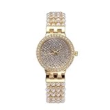 YGMDSL Armbanduhren Damen Quarz Bewegung Perle Gurt Mode Elegant,C