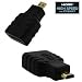 Produktbild HDMI-D Micro Adapter auf HDMI-A 19pin Adapter Micro HDMI (Type D) auf HDMI (Type A) HDMI-Kupplung 19pol. Typ A auf HDMI-Stecker 19pol. Typ D mit Ethernet, Audio Rückkanal, 3D, vergoldete Kontakte, Farbe: schwarz - Ersatzartikel für 252077