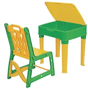 Babyjoys Kids Study Table with Storage-Yellow and Green ( Plastic Finish , Yellow )