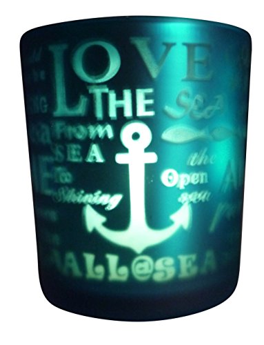 khevga Windlicht aus Glas maritime Deko in blau 3er Set - 5
