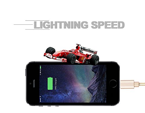 GlobaLinkÂ® Lighting to USB Charger Cable for iPhone, Extra Long and Ultra Durable USB Braided Charging and Syncing Cord for iPhone 5 5s 5c 6 6 Plus 6s 7 7 Plus, iPod 7, iPad mini mini 2 mini 3, iPad Air iPad Air 2 [Lifetime Guarantee Servies] 3 Pack, 1M 2M 3M, Gold