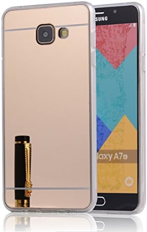 DBIT Galaxy A710 Case - Slim Soft Gel TPU Bumper Mirror Cover - Bright Reflection Radiant Back Cover - Mirror Backplate Shell for Samsung Galaxy A7 (2016) A710 - Gold