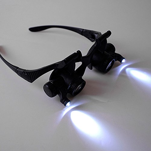 Starcrafter 10  x 15  x 20  x 25  x Gafas de ojo de lupa lupa LED de joyero para reparaci  n de relojes