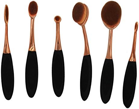 Wawoo 6Pcs/Set Toothbrush Shape Oval Makeup Brush Set, Pro Foundation Brush Set Poweder Blusher Eyebrow Brush Foundation Eyeliner Makeup ToothBrush Curve Cosmetics Brush Set
