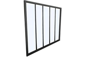 Vente-unique - Verrière Atelier en Aluminium thermolaqué - 150x130 cm - Noir - Bayview