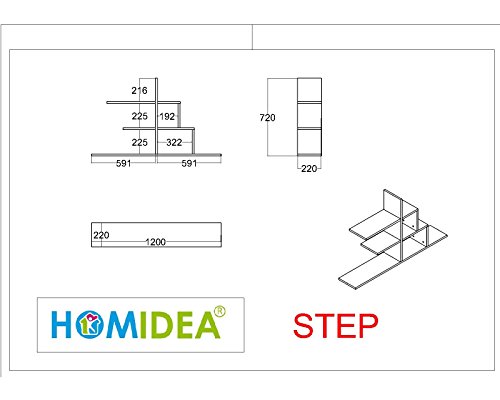 STEP Wandregal – Bücherregal – Hängeregal – Dekoregal für Wohnzimmer in modernem Design (Schwarz) - 3