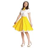 Rock´n Roll Kostüm für Damen Teller-Rock gelb knielang tolles Rockabilly Damen Kostüm im 50er Jahre Style