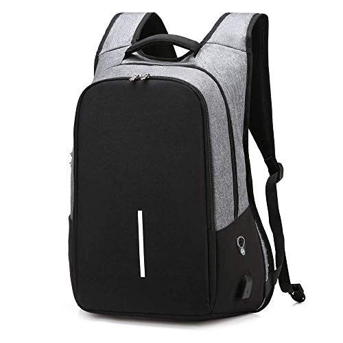 Sac à Dos Ordinateur Portable 15.6 Pouces/Sac d'école Loisir Compartiment,Imperméable Antivol avec USB Charging Port&écouteur Port Fonctionnel Sac a Dos PC Portable pour Loisirs/Affaire/Scolaire?Gris?