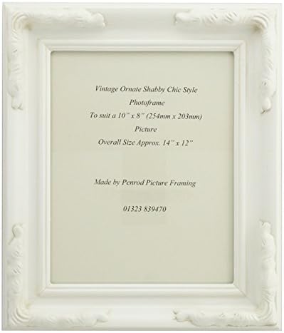 White Shabby Chic Ornate Swept Vintage Picture Frame For a 10" x 8" (254mm x 203mm) Photo