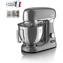 Faure FKM-103MS1 Robot Pâtissier Magic Baker Series - 1000W - Mouvement Planétaire - 8 vitesses - Bol Inox 4,8L - Coloris Aluminium