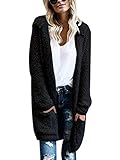 Design: EU-Größe, Damen Long Cardigan Kapuze Casual Langarm Strickjacke mit Taschen Strick Cardigan Top, Wird dich nicht im Stich lassen und super praktisch