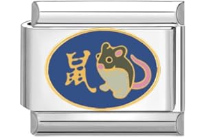 Quiges 9mm Italian Style Charm Modell Edelstahl chinesische Horoskop Ratte für Italien Charm Armbänder