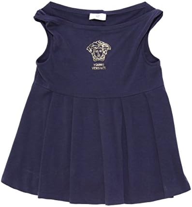 YOUNG VERSACE Versace Navy Stretch Cotton Studded Medusa Top