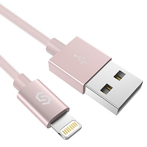 C  ble iPhone Syncwire C  ble Lightning -  MFI certifi   Apple  Chargeur iPhone en Aluminium pour iPhone 8   8 Plus   7   7 Plus   6s   6s Plus   6   6 Plus   SE   5s   5C   5  iPad Mini   Pro   Air  iPod etc - 1M Nylon Rose