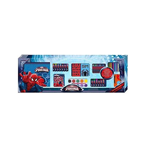 Spiderman – 1 metro de creativita '(1 Cuaderno/1 Folio pegatinas 7/14 rotuladores/12 lápices y rotuladores Small/paleta acuarela y 1 pincel