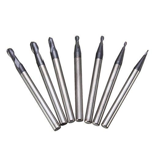 wishfive 7 Radius 0,5–2,0 mm 2 Flöten Ball Nase Schaftfräser Set CNC Werkzeug - 2