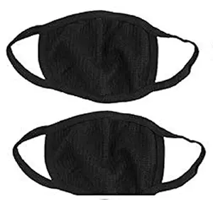 Navya Collections Anti-Pollution Dust Protection Cotton Mouth Half Face Mask For Bike Riding, Scooter Driving for Men & Women - Pack of 2 (black)