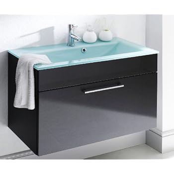 WB-Schrank »OHIO« anthrazit inkl. Glaswaschbecken mit Softeinzug