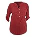 Produktbild Bluse Damen Pullover Frauen Durchscheinende Taste Hemd mit Tasche Lose Lange Ärmel Shirt Bluse Tops Oberteile Bluseshirt,ABsoar