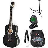 ts Music fidelity - Guitarra clásica concierto completa con accesorios, de primera calidad, color negro, tamaño regular (4/4)