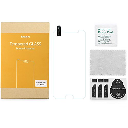 EasyAcc Samsung Galaxy A5 (2017) Schutzfolie Panzerglas Klar Anti-Kratz Displayschutz – 9H Hardness aus gehärtetem Glas (bewusst kleiner als das Display, da dieses gewölbt ist) - 7