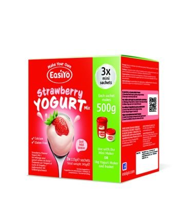 Easiyo Erdbeer Joghurt Mix, 3xTüten à 85 g, geeignet für Vegetgarier, glutenfrei