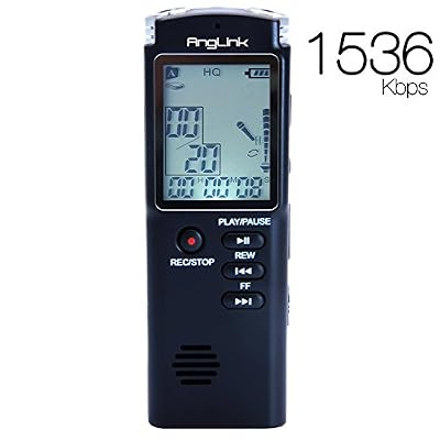 AngLink Dictaphone Numérique, AngLink 8Go Enregistreur Vocal Portable,Activation Vocale, Connexion PC, Rechargeable et Lecteur Mp3 avec MICRO stereo