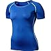Produktbild Swallowuk Damen Yoga T-Shirt Sport Tops Running Fitness Quick Dry Oberteil Kurzarm Rundhals Sportbekleidung (M, Blau)
